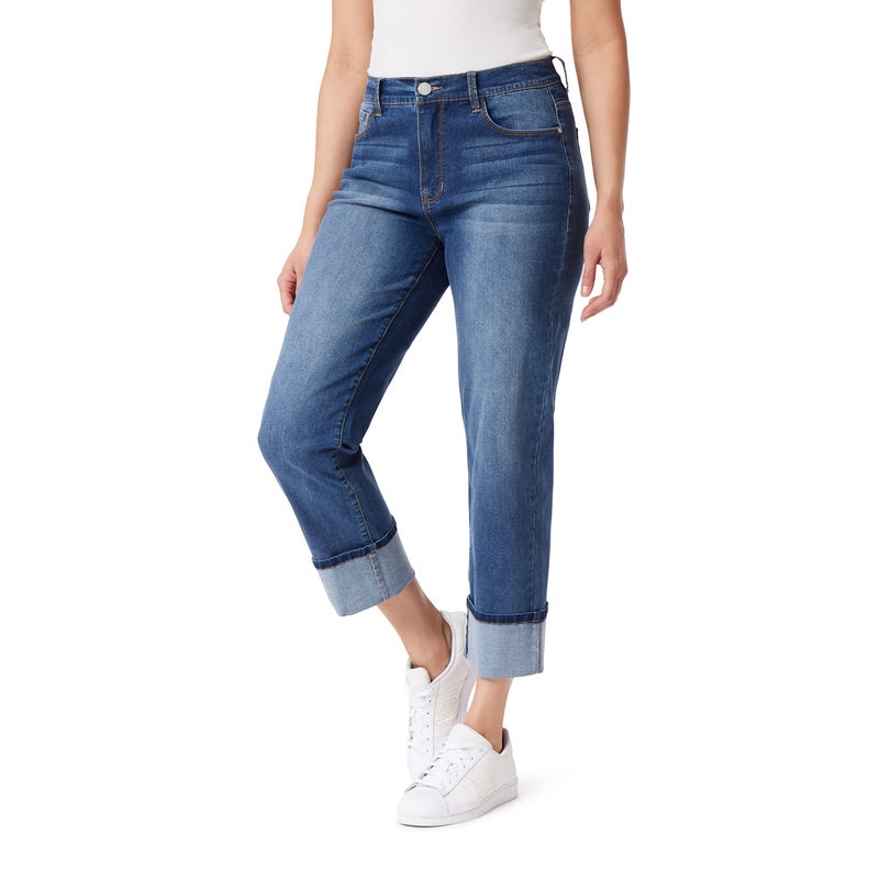 Angels Forever Young Signature Straight Leg Jeans - Mid-Rise, Cropped 26" Cuffed Inseamâ€‹â€‹, Figure Enhancing Stretch Denim - Geneva, 8 - Image 1