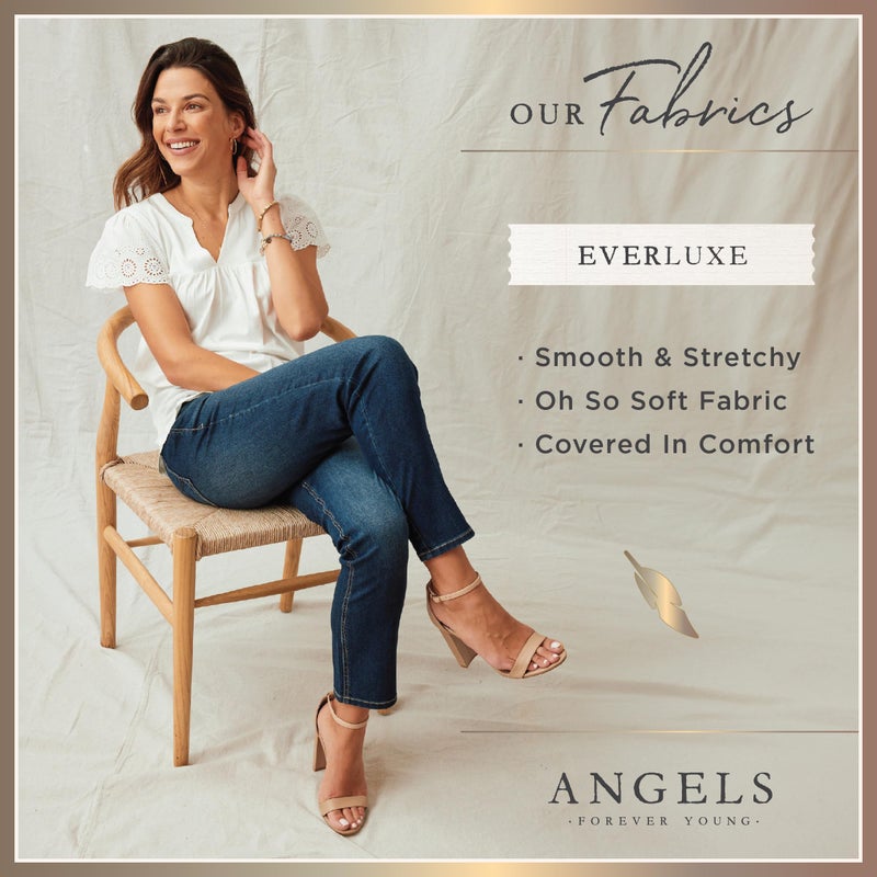 Angels Forever Young Signature Straight Leg Jeans - Mid-Rise, Cropped 26" Cuffed Inseamâ€‹â€‹, Figure Enhancing Stretch Denim - Geneva, 8 - Image 5