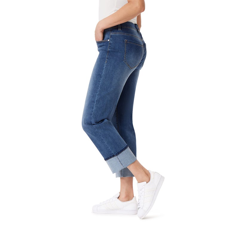 Angels Forever Young Signature Straight Leg Jeans - Mid-Rise, Cropped 26" Cuffed Inseamâ€‹â€‹, Figure Enhancing Stretch Denim - Geneva, 8 - Image 3
