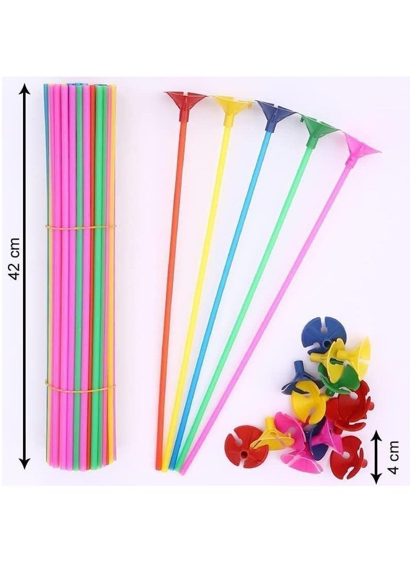 MARKQ Balloon Sticks with Cups, 50 Pieces White Balloon Stick Holders for Holidays, Anniversary Wedding Birthday Party Decoration (mixed colour dark) - Image 2