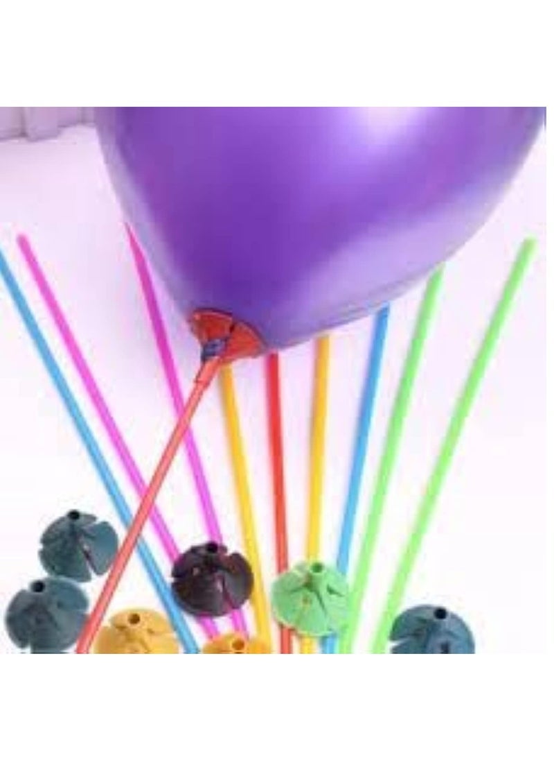 MARKQ Balloon Sticks with Cups, 50 Pieces White Balloon Stick Holders for Holidays, Anniversary Wedding Birthday Party Decoration (mixed colour dark) - Image 3