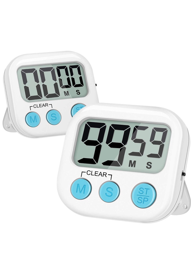 UMIKAkitchen UMIKAkitchen Kitchen Timer 2 Pack Large Digits Classroom Timer for KidsSimple Operation Magnetic Timers Digital Timer for Cooking White 
