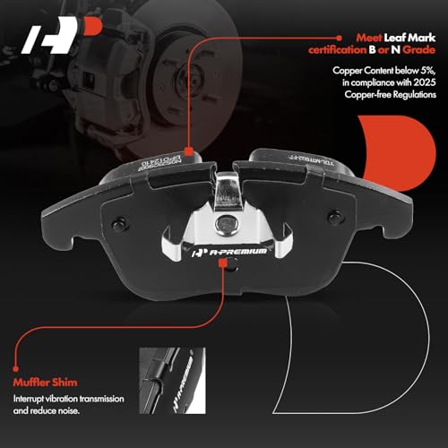 A-Premium Front Ceramic Disc Brake Pads Set Compatible with Volvo S60 2011-2018, XC70 2008-2016, S80, V60, V70 & Land Rover Range Rover Evoque, LR2 & Jaguar S-Type, XK, XJ8, XF, Vanden Plas, 4 Pcs - Image 2