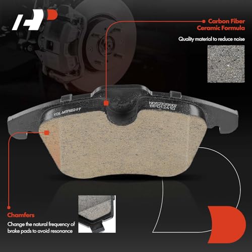 A-Premium Front Ceramic Disc Brake Pads Set Compatible with Volvo S60 2011-2018, XC70 2008-2016, S80, V60, V70 & Land Rover Range Rover Evoque, LR2 & Jaguar S-Type, XK, XJ8, XF, Vanden Plas, 4 Pcs - Image 3