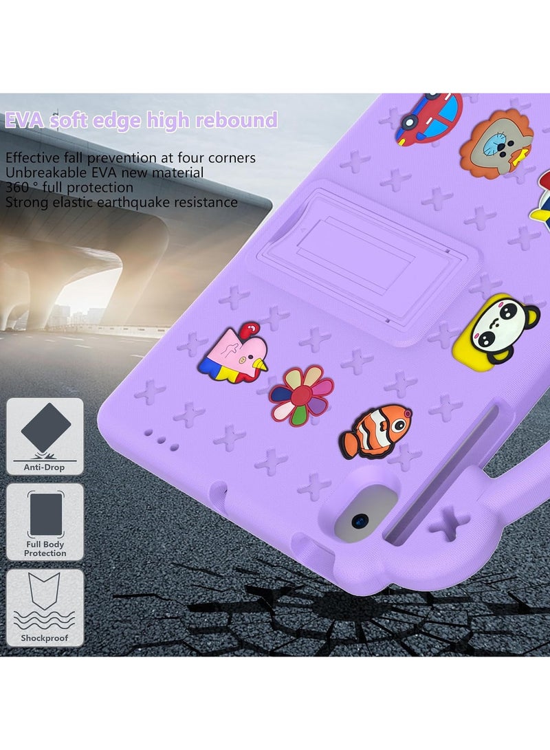 Kids Case Compatible with Lenovo Tab M10 3rd Gen 10.1 inch (TB-328 FU/TB-328 XU) 2022, Heavy Duty EVA Foam Shockproof Cover Kids Proof Tablet Case with Stand (Purple)