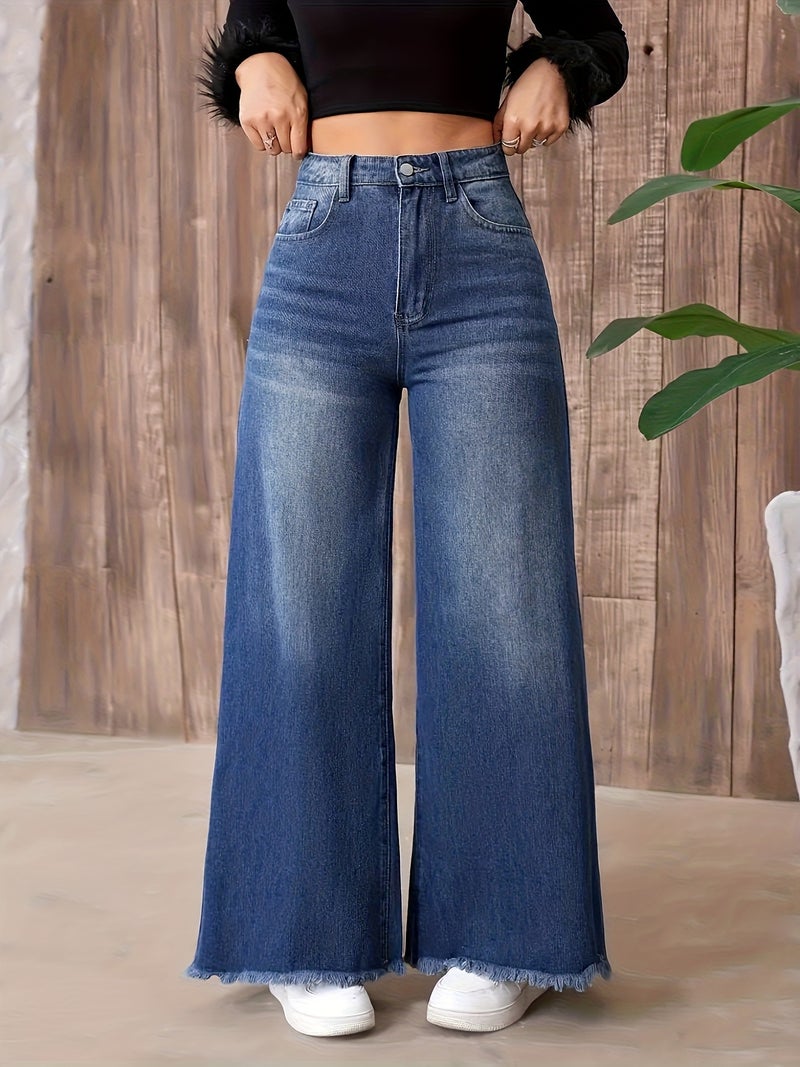 Women's Frayed Hem Stretch Straight-Leg Jeans - Image 2