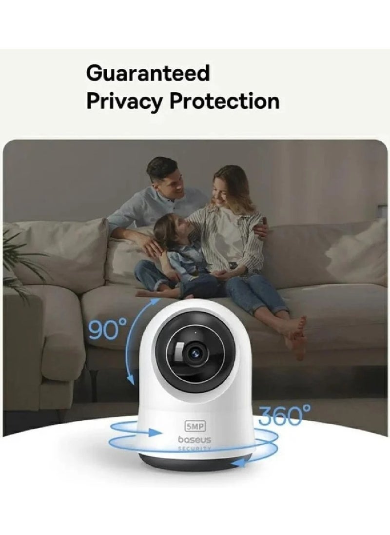P1 Pro 3K Smart Security Camera - 360° Rotation, 3K HD Resolution, Advanced Night Vision, Motion Detection, Two-Way Audio, Baseus App Support - White