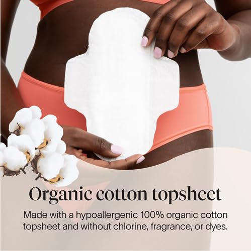 Cora 100% Organic Cotton Topsheet Pads | Ultra Thin Period Pad with Wings | Regular Absorbency | Ultra-Absorbent Sanitary Pads for Women (36 Count) - Image 2