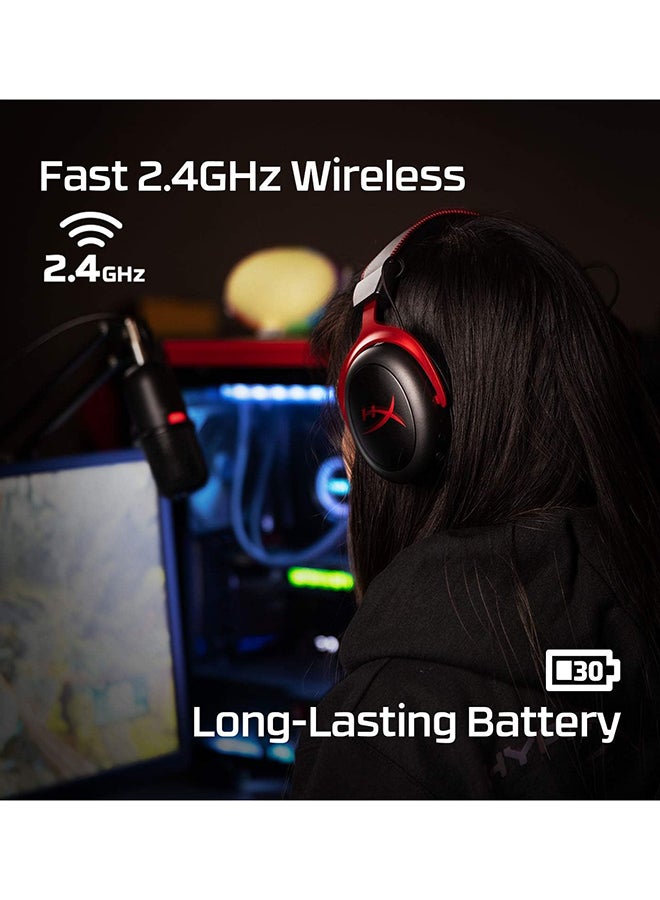 HyperX Cloud II Wireless Gaming Headset - For PC, PS4, Nintendo Switch, Detachable Noise Cancelling Microphone With Mic, Red-4P5K4AA - Image 2