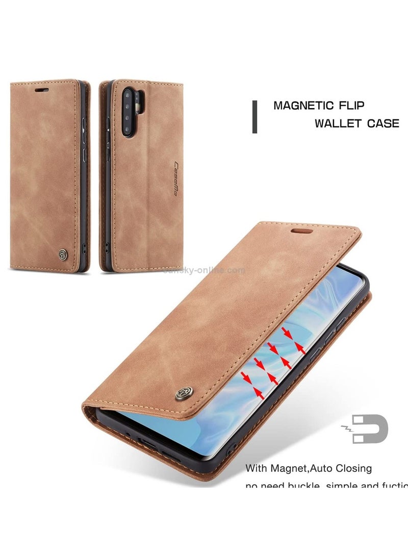 CaseMe Phone Case Luxury PU Leather Design 013 Flip Cover Card Slot Holder Cover For Huawei P30 Pro (Brown) - Image 2