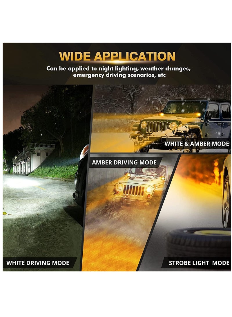 Generic 2 Pack Amber White LED Light Pod, 6Modes Strobe Fog Light Bar with Wiring Harness, 12000LM Offroad Light Warning Light for Truck Jeep Motorcycle  - Image 5