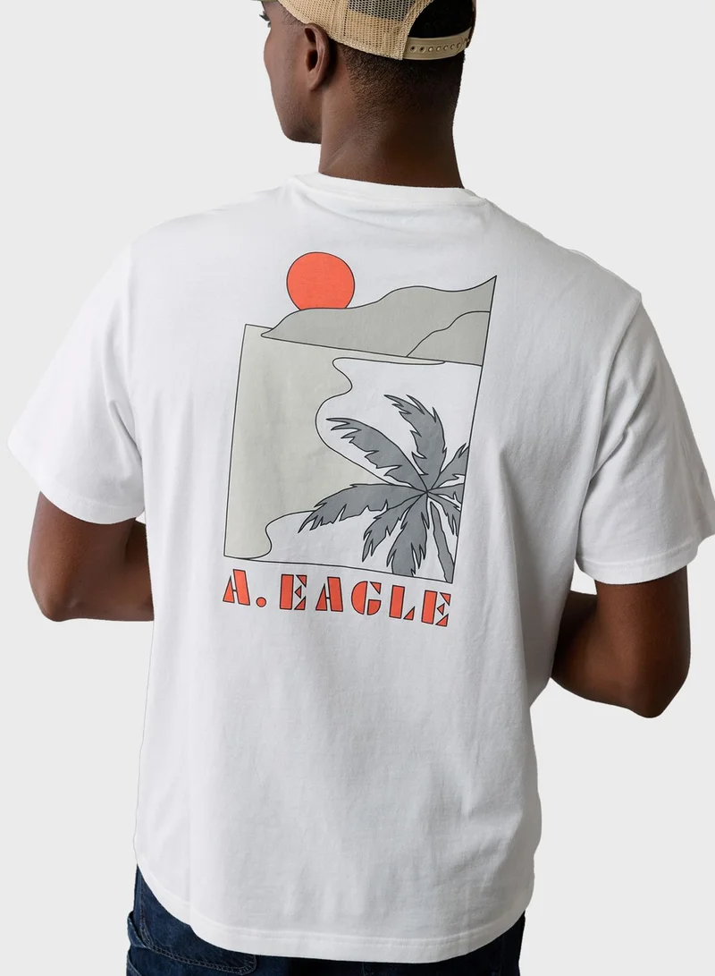 American Eagle Embroidered Graphic Crew Neck T-Shirt