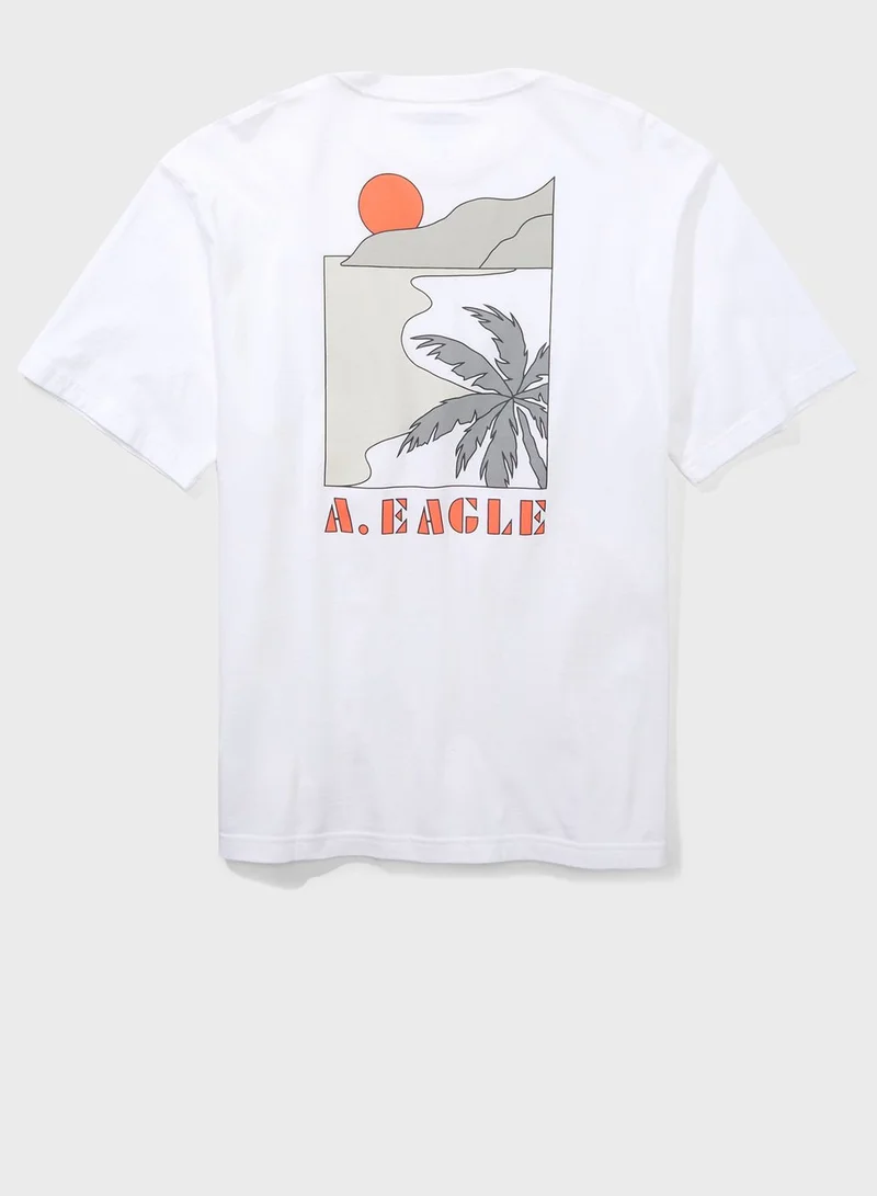 American Eagle Embroidered Graphic Crew Neck T-Shirt