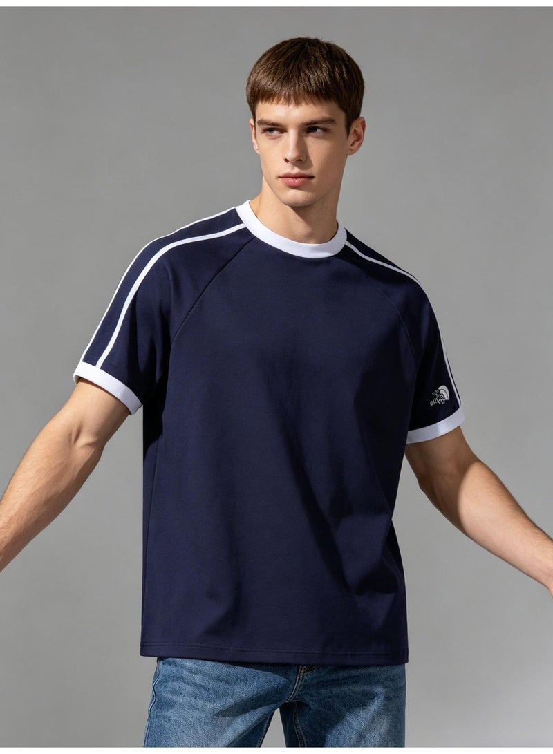 The North Face men's and women's parallel bars contrast short-sleeved T-shirts outdoor casual loose couple's sports tops, cotton structural design T-shirts. - Image 3