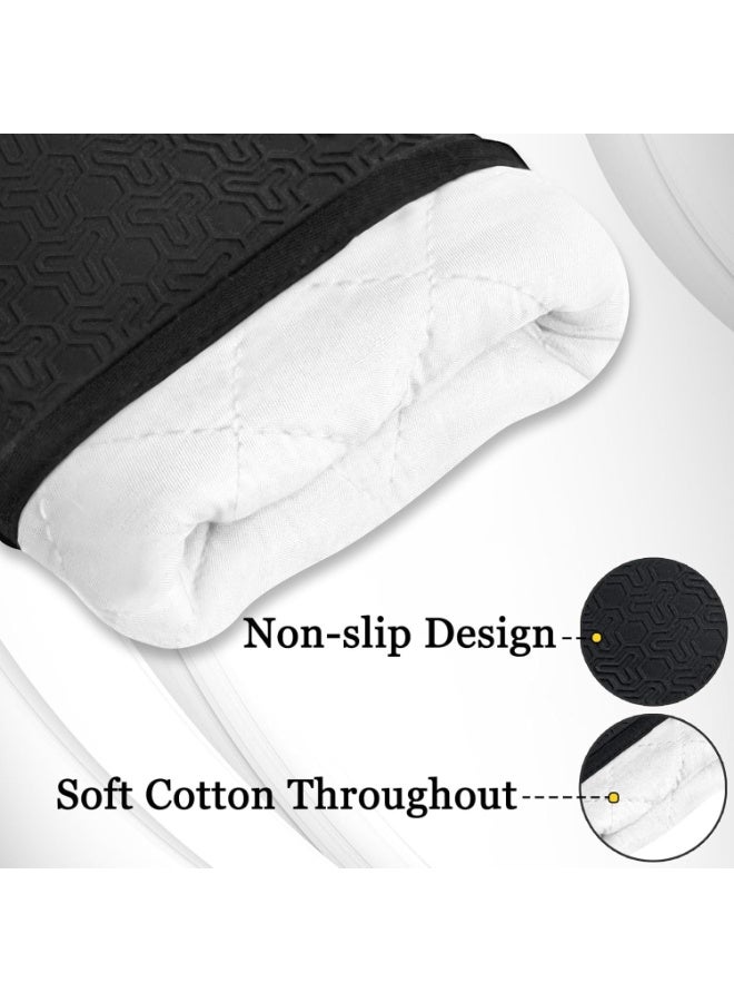 متجر الفرح 6 قطع من قفازات الفرن المصنوعة من السيليكون، قفازات مقاومة للحرارة مع بطانة ناعمة مبطنة، قفازات فرن لحمل الأواني للطهي والشواء، لون أسود، مجموعة قفازات - Image 3