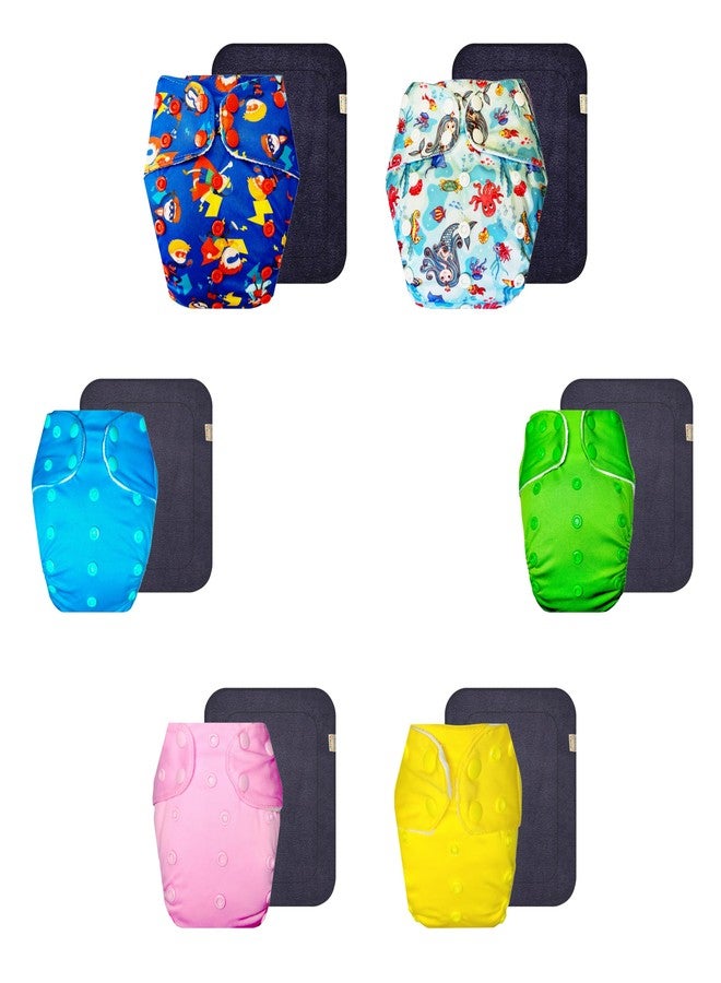 Dumbledo Premium Cloth Diaper with Black Insert (Pack of 6) | Hypoallergenic | Breathable | Travel Friendly | Perfect for Indian Summers | 3 Months - 3 Years | Unisex Baby - Image 1
