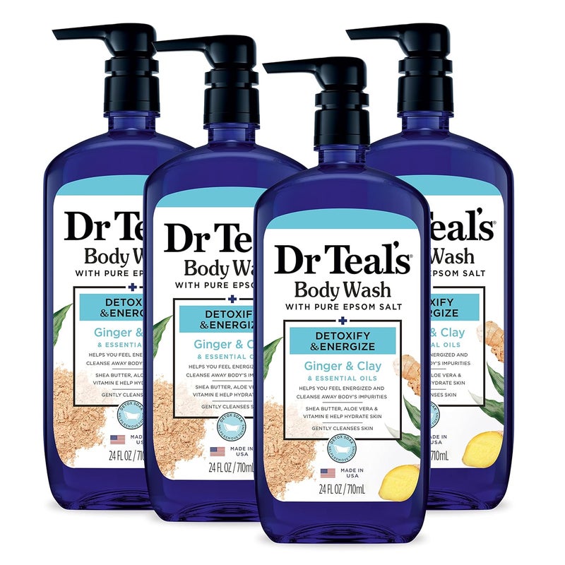 Dr Teal's Dr Teals Body Wash With Pure Epsom Salt Detoxify  Energize With Ginger  Clay 24 fl oz Pack of 4 