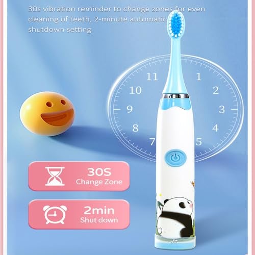 US1984 Sonic Electric Toothbrush for Kids with 4 Modes, 3 Brush Heads & Type-C Rechargeable, Ultra Soft Nylon Bristles, IPX7 Waterproof, Electric Power Tooth brush (White) - Image 4