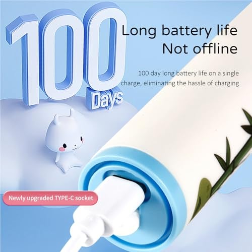 US1984 Sonic Electric Toothbrush for Kids with 4 Modes, 3 Brush Heads & Type-C Rechargeable, Ultra Soft Nylon Bristles, IPX7 Waterproof, Electric Power Tooth brush (White) - Image 2