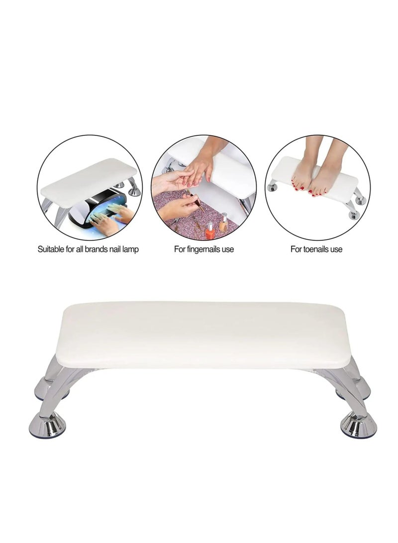 Cool Baby Style COOLBABY Microfiber Leather Nail Arm Rest – Manicure Hand Pillow Cushion with Stainless Steel Stand, Anti-Slip Salon Hand & Foot Support for Nail Techs – White - Image 2