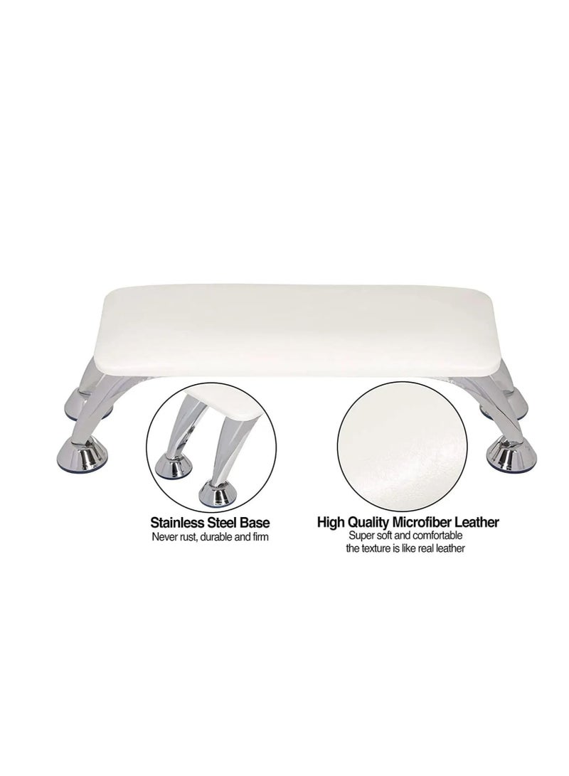 Cool Baby Style COOLBABY Microfiber Leather Nail Arm Rest – Manicure Hand Pillow Cushion with Stainless Steel Stand, Anti-Slip Salon Hand & Foot Support for Nail Techs – White - Image 3