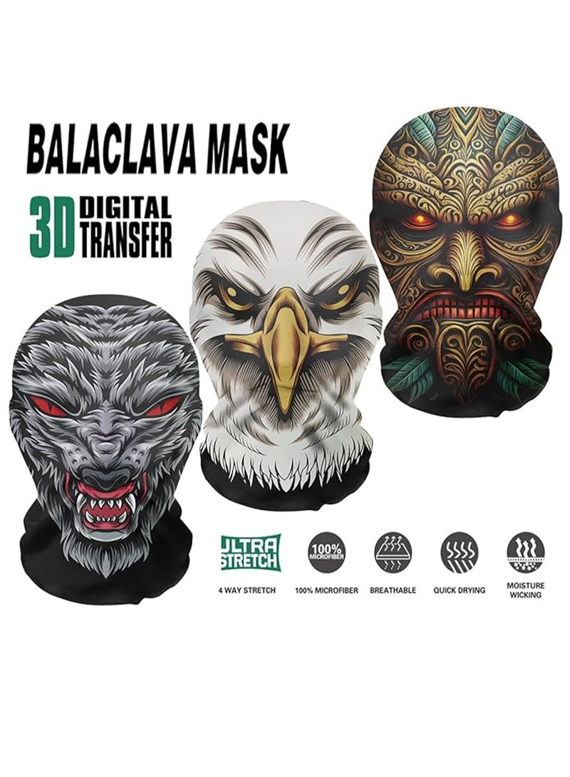 3 Pack 3D Holiday Party Role Play Funny Headgear Balaclava Mask Ski Scarf Sun Protection Full Face Mesh Breathable Motorcycle Headgear（Style-4）  - Image 2