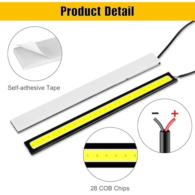 Linkstyle 12Pcs Daytime Running Light Car Interior Exterior Led Strip Light Super Bright 12V Underglow Lights Universal Waterproof Cob Drl Running Lamp For Truck Boat Bike Rv Motorcycles White - Image 5