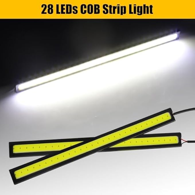 Linkstyle 12Pcs Daytime Running Light Car Interior Exterior Led Strip Light Super Bright 12V Underglow Lights Universal Waterproof Cob Drl Running Lamp For Truck Boat Bike Rv Motorcycles White - Image 3