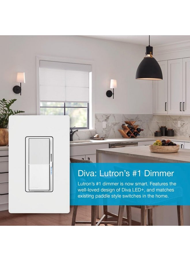 LUTRON Lutron Diva Smart Dimmer Switch for Caséta Smart Lighting | No Neutral Wire Required | DVRF-6L-BL | Black  - Image 3