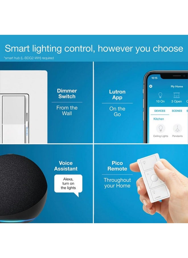 LUTRON Lutron Diva Smart Dimmer Switch for Caséta Smart Lighting | No Neutral Wire Required | DVRF-6L-BL | Black  - Image 5
