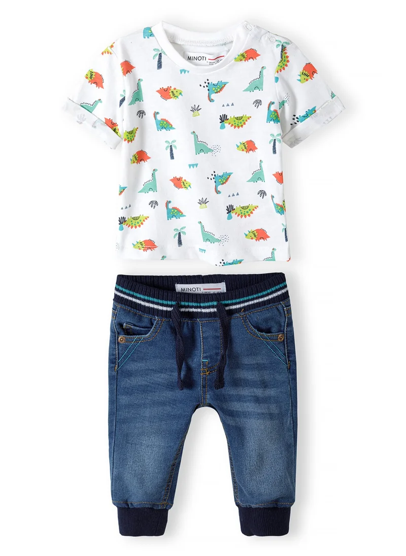 MINOTI Kids Two Piece T-Shirt And Denim Jean Set