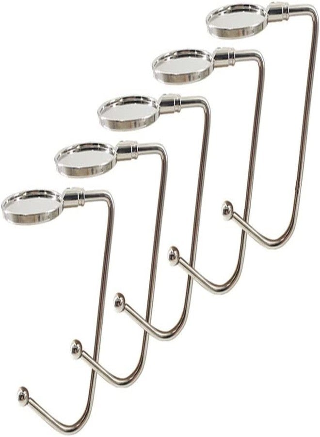 ZHENJIER 5 Pack Purse Hook Hanger, Metal Hook Long Handbag Hanger for Table Desk,Portable Bag Holder Under Counter Handbags Hook for Women Girl - Image 1