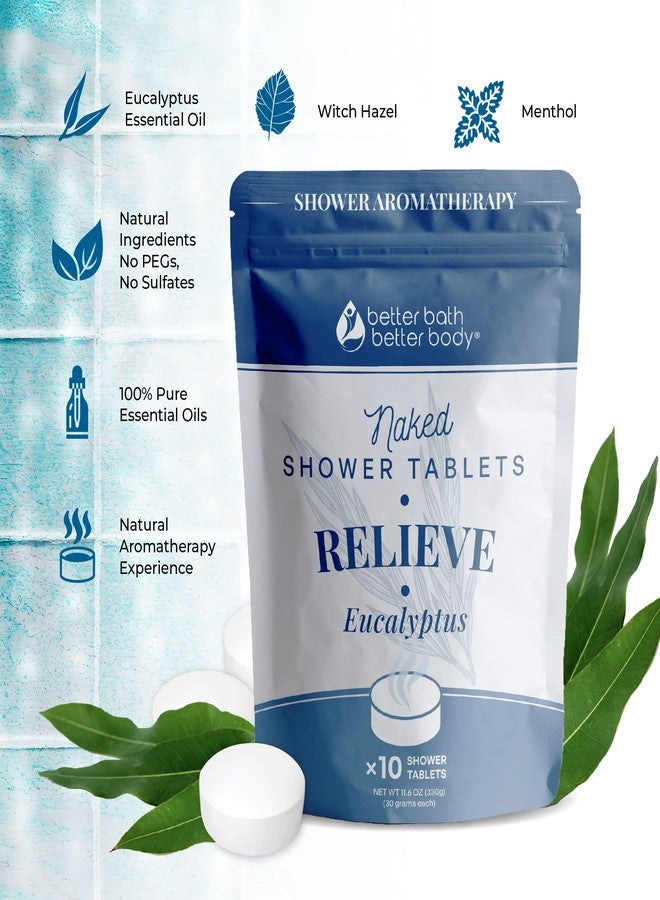 Better Bath Better Body New Relieve Shower Tablets (10 Tabs) Scented with Pure Eucalyptus Essential Oil for Relaxing Shower at Home Made in USA - Image 3