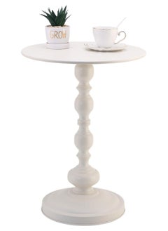 TOMSHOO End Table, Round Living Room Sofa Side Table, Metal Bedside Desk Stand, Household Roman Pillar Sofa Side Table,Traditional Coffee Side Table,Retro Living Room Side Desk 52 * 40cm (White)  - Image 3