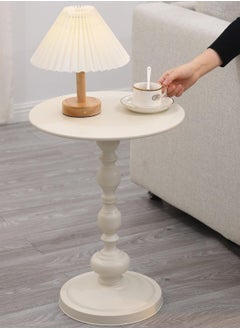 TOMSHOO End Table, Round Living Room Sofa Side Table, Metal Bedside Desk Stand, Household Roman Pillar Sofa Side Table,Traditional Coffee Side Table,Retro Living Room Side Desk 52 * 40cm (White)  - Image 4