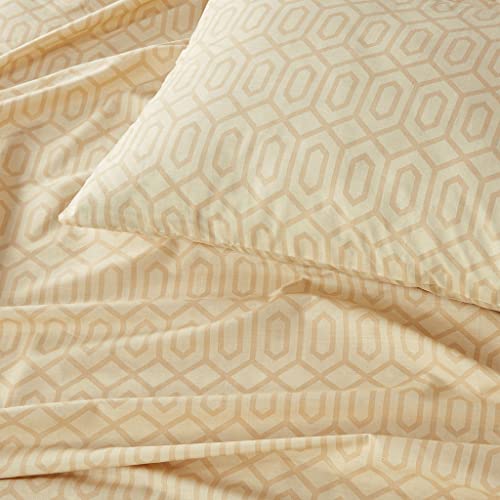 Comfort Spaces 100% Cotton Sheet Set Breathable, Lightweight, Soft with 14" Elastic Pocket Fits up to 16" Mattress, All Season Cozy Bedding, Matching Pillow Case, King Diamond Tan 4 Piece - Image 3