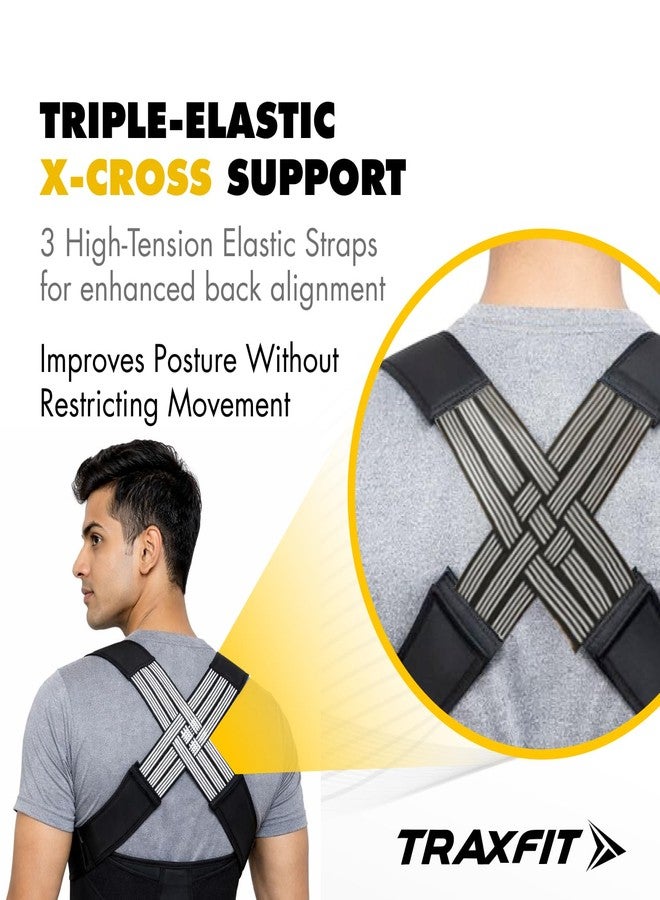 حزام TRAXFIT لتصحيح وضعية الجسم قابل للتعديل للرجال والنساء، حزام لتخفيف آلام الكتف وأعلى الظهر بمقاس موحد مع تصميم X مرن، حزام خفيف الوزن لوضعية الجسم للعمل والمنزل - Image 3