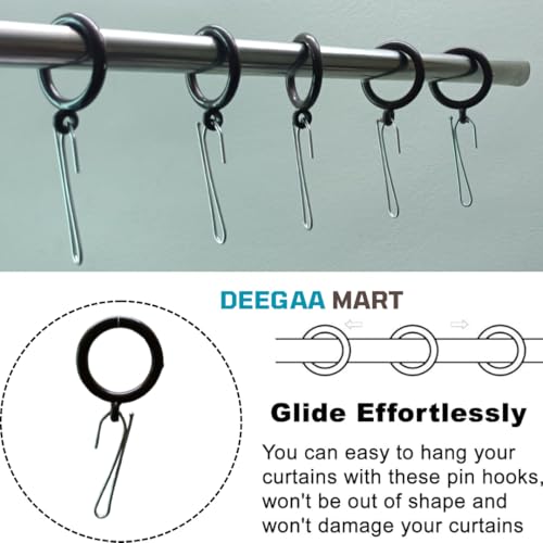 DEEGAA MART DEEGAAMART 24-Pack Curtain Rings with Eyelets, 1.25-Inch Inner Diameter, Heavy Duty Rustproof Metal Drapery Rings with Pinch Pleat Hooks,Metal Drapery Pin Hooks Fits Up to 1-Inch Rods Brown Ring - Image 3