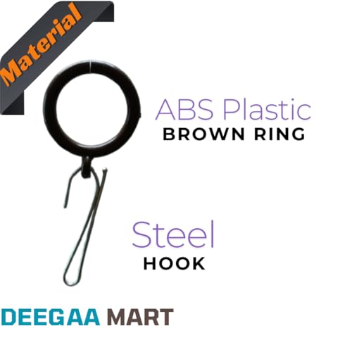 DEEGAA MART DEEGAAMART 24-Pack Curtain Rings with Eyelets, 1.25-Inch Inner Diameter, Heavy Duty Rustproof Metal Drapery Rings with Pinch Pleat Hooks,Metal Drapery Pin Hooks Fits Up to 1-Inch Rods Brown Ring - Image 5