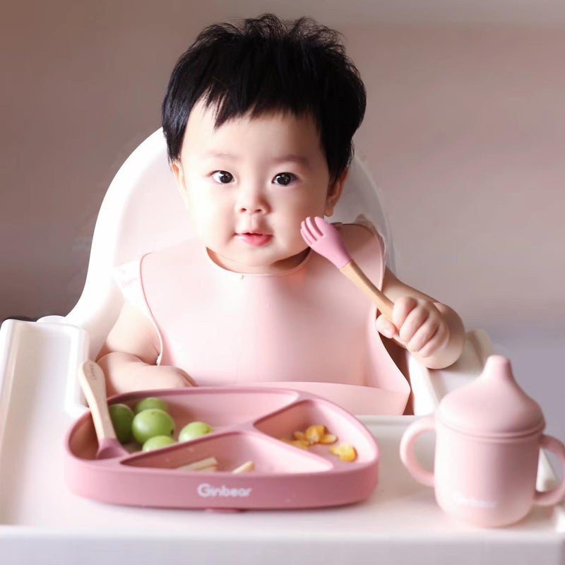 Ginbear Silicone Baby Spoons and Forks Self-feeding 12-18 Months, Soft-Tip Baby Flatware Sets, Toddler Feeding Utensils for Child, 4 Piece Set (Hazy Green/Almond) - Image 4