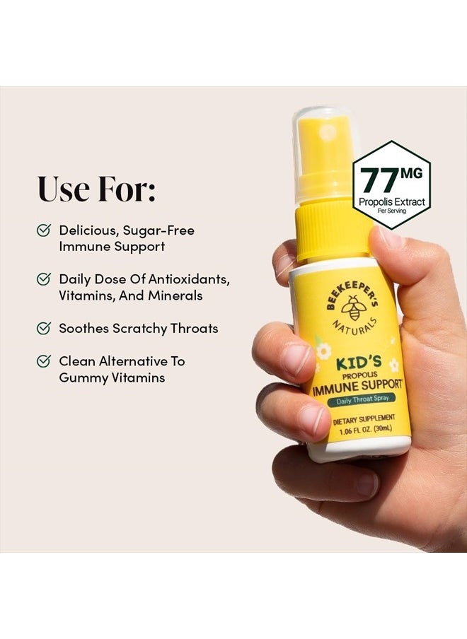 Beekeeper's Naturals - Kids Propolis Throat Spray 95% Bee Propolis Extract - Natural Immune Support & Sore Throat Relief, Antioxidants & Gluten-Free, 1.06 oz (Pack of 2) - Image 1