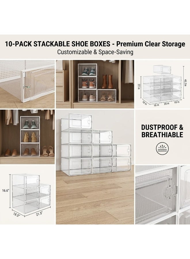 Stackable Clear Plastic Shoe Storage Boxes - 12 Pieces - Image 5