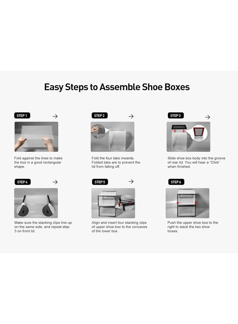 Stackable Clear Plastic Shoe Storage Boxes - 12 Pieces - Image 4