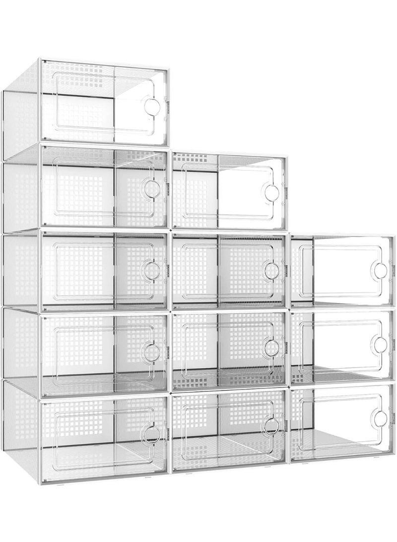 Stackable Clear Plastic Shoe Storage Boxes - 12 Pieces - Image 1