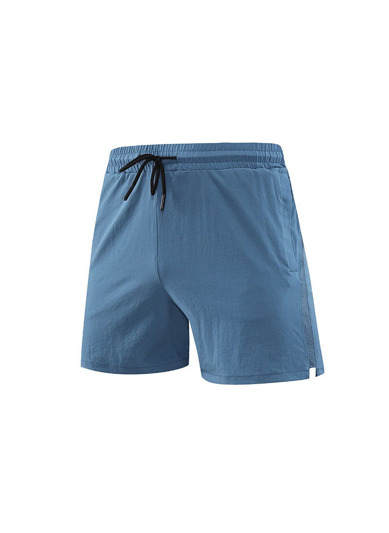 Quick-Dry Solid Running Shorts Breathable Mens Sportwear iron ash  - Image 3