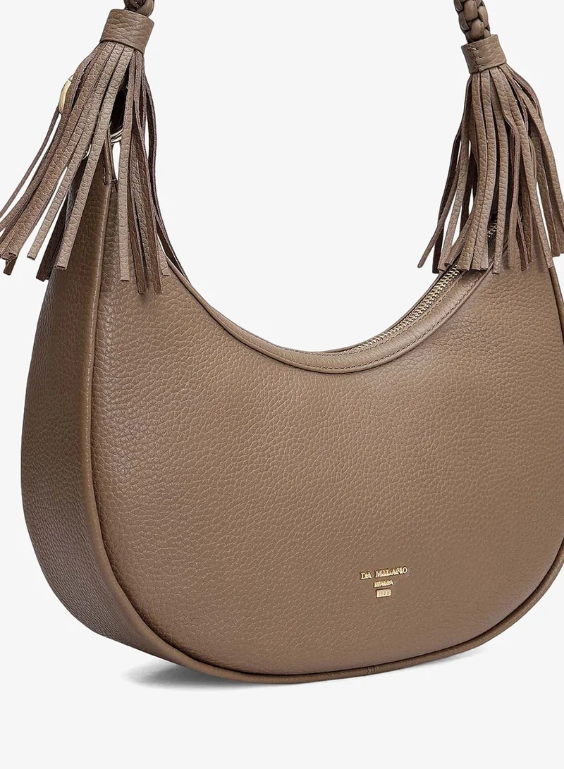 Da Milano  Small Wax Leather Baguette - Greyish Taupe for Women | Best Price UAE
