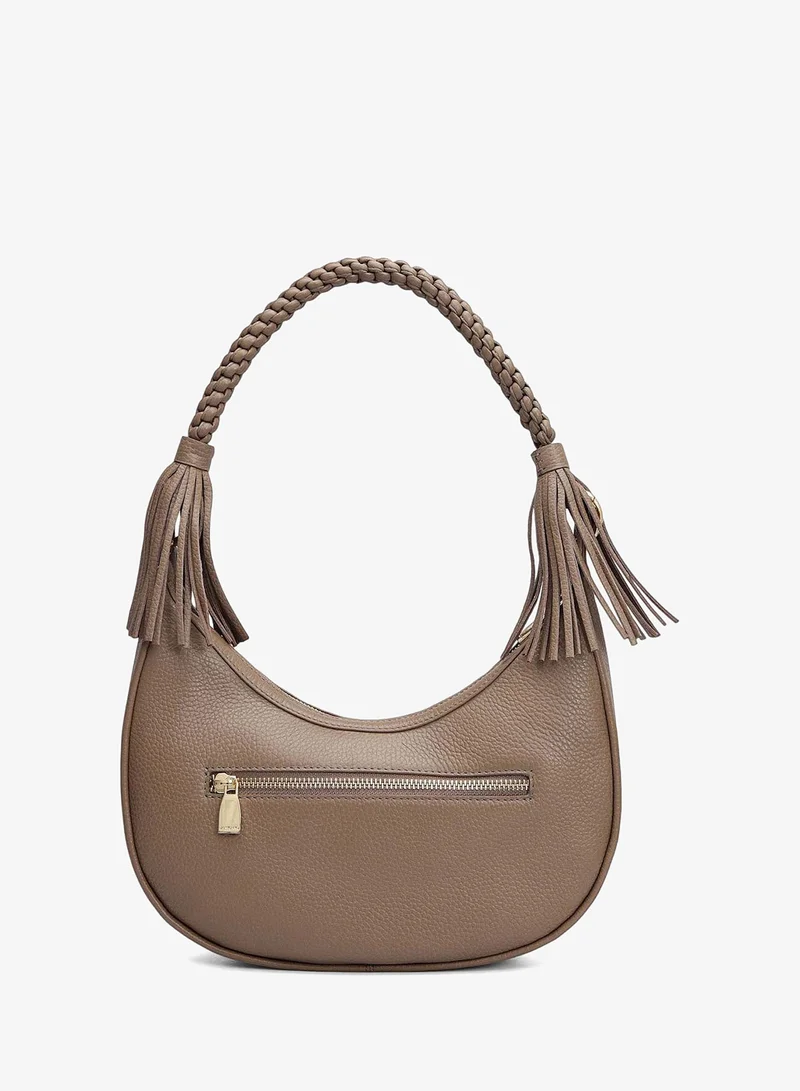 Da Milano  Small Wax Leather Baguette - Greyish Taupe for Women | Best Price UAE