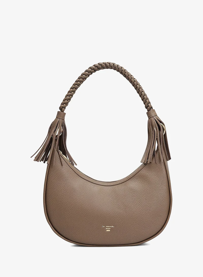 Small Wax Leather Baguette - Greyish Taupe