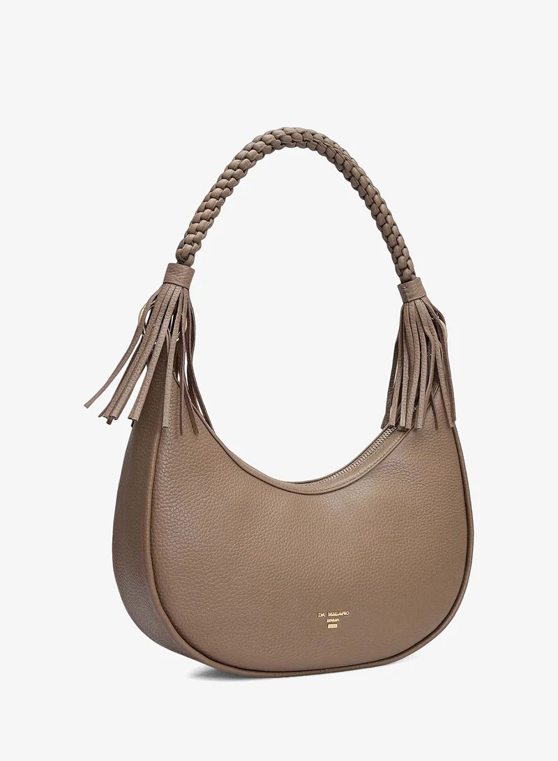Da Milano  Small Wax Leather Baguette - Greyish Taupe for Women | Best Price UAE