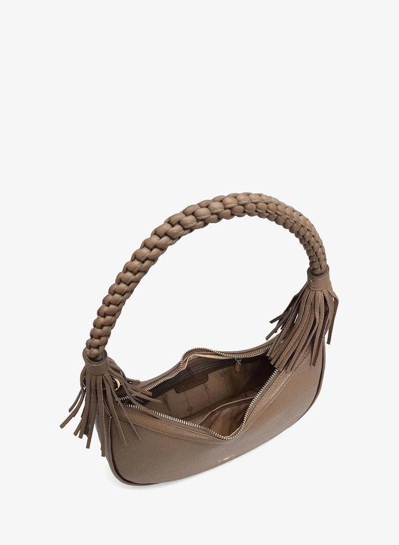 Da Milano  Small Wax Leather Baguette - Greyish Taupe for Women | Best Price UAE